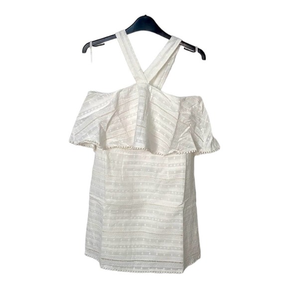 NWT FOXIEDOX Halter Eyelet Mini Dress. White - Picture 3 of 8